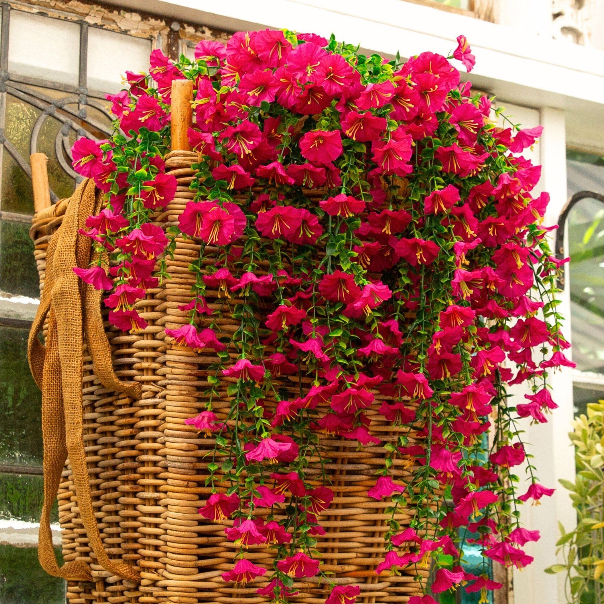 30" UV Resistant Artificial Morning Glory Hanging Plants